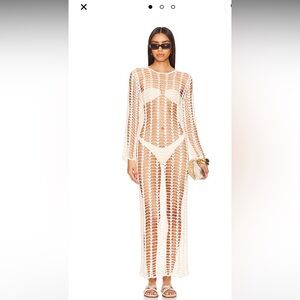 Miranda Crochet Maxi Dress in Natural